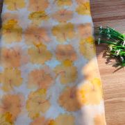 Yellow floral Print With Gold Foil Detailing Organza Fabric