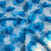 Sky Blue floral Print With Gold Foil Detailing Organza Fabric