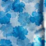 Sky Blue floral Print With Gold Foil Detailing Organza Fabric