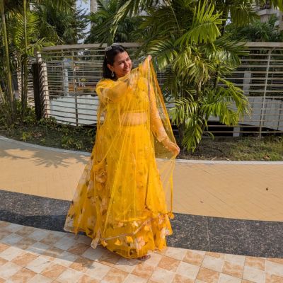 Yellow Organza Lehenga Set