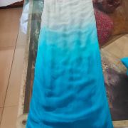 White to Blue Ombre Georgette Fabric