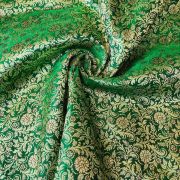 Bottle Green Banarasi Fabric with Floral Pattern