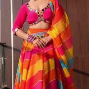 Mirrored Lemon Chiffon Lehenga Set in Multi Colour