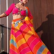 Mirrored Lemon Chiffon Lehenga Set in Multi Colour