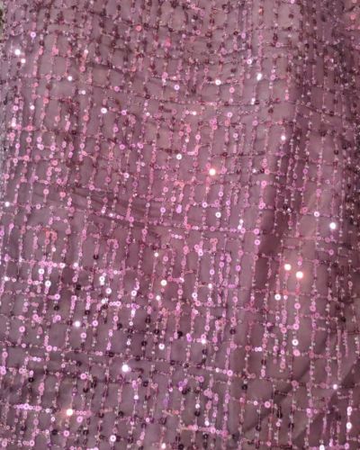 Dark Purple Net  Fabric with all over Sequin