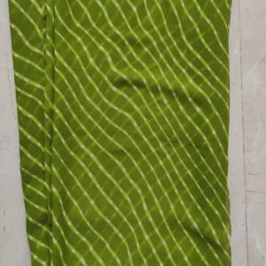 Leheriya Printed Georgette Fabric in Olive Green Colour
