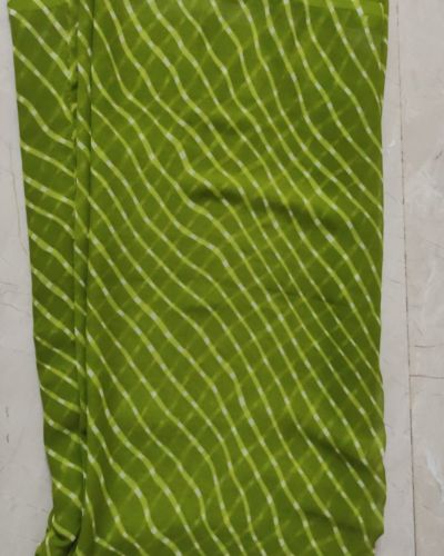 Leheriya Printed Georgette Fabric in Olive Green Colour