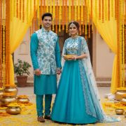Georgette Couple Set In Sky Blue Colour