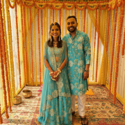 Pure Natural Crepe Couple Outfit In Sky Blue Colour