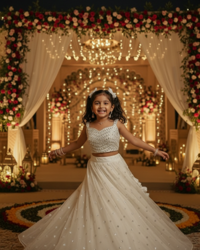 Net Buti Lehenga In Ivory White Colour