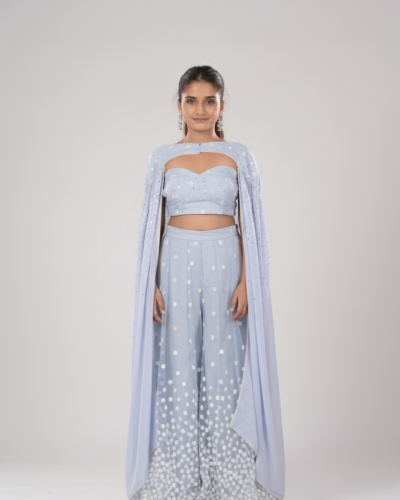 Georgette Jumpsuit In Light Blue Colour