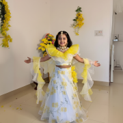Haldi Organza Lehenga With Ruffle Dupatta