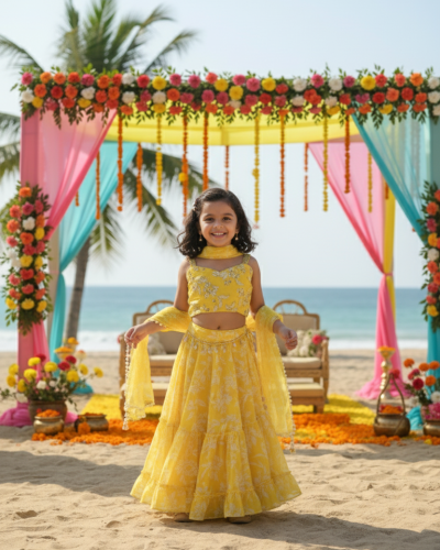 Phulwari Georgette Lehenga In Yellow Colour