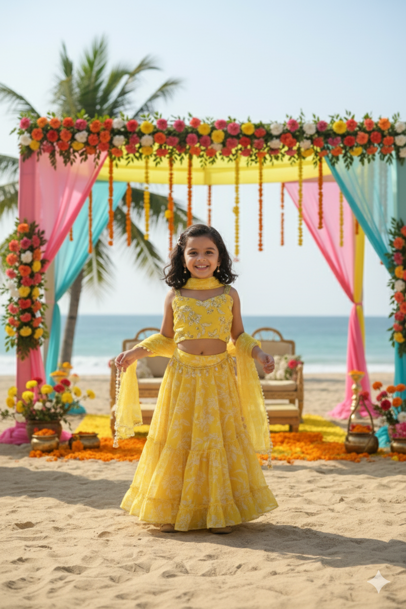 Phulwari Georgette Lehenga In Yellow Colour