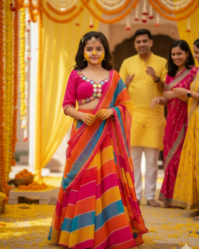 Multicolour Leheriya Lehenga