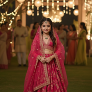 Banarasi Silk Lehenga In Dark Pink Colour