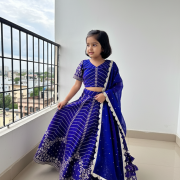 Organza Satin Electric Blue Lehenga