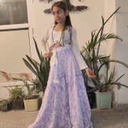 Georgette Dungaree With Chikankari Work In Lavender Colour