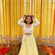 Georgette Dungaree With Chikankari Work In Yellow Colour