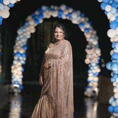 Fishcut Drape Saree In Golden Colour