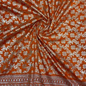 Orange Banarasi Dola Silk Fabric