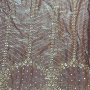 Blush Pink Organza Satin With Heavy Daman style Zari And Sequin Embroidery Fabric