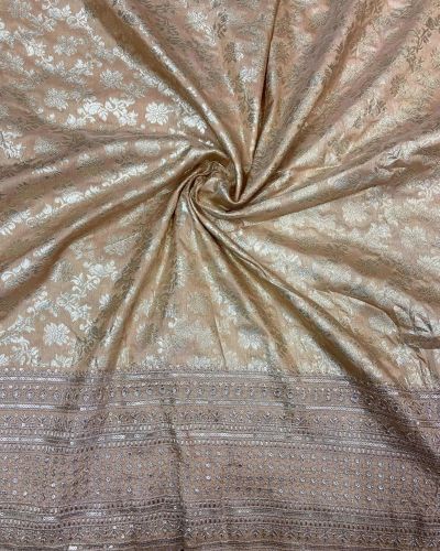 Antique Gold Banarasi Dola Silk Fabric