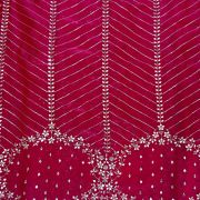Rani Pink Organza Satin With Heavy Daman Style Zari And Sequin Embroidery Fabric
