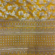 Mustard Yellow Banarasi Dola Silk Fabric