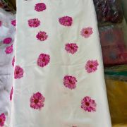 Pink Flower Hand Printed Georgette Fabric