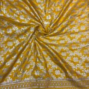 Mustard Yellow Banarasi Dola Silk Fabric