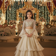 Satin Silk Lehenga With Embroidered Net Blouse