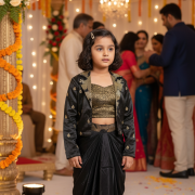 Drape Dhoti Set With Brocade Blouse