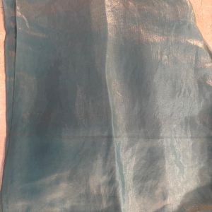 Firozi Blue Plain Organza Satin Fabric