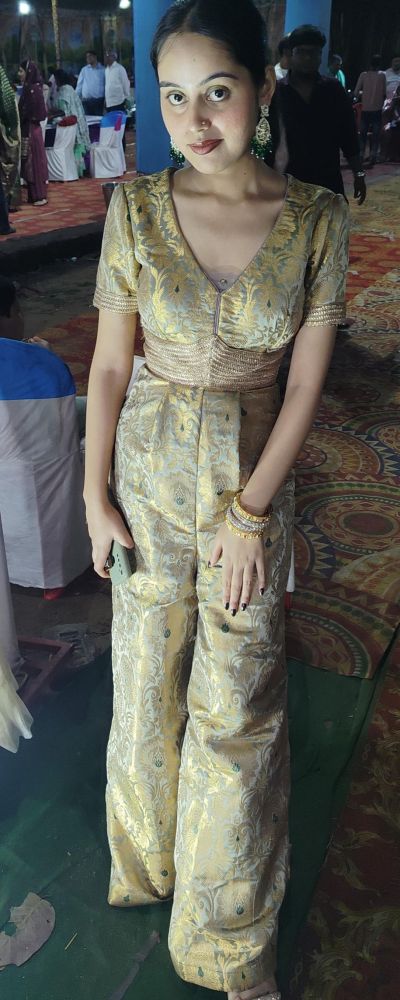 Golden Banarasi Silk Co-ord set