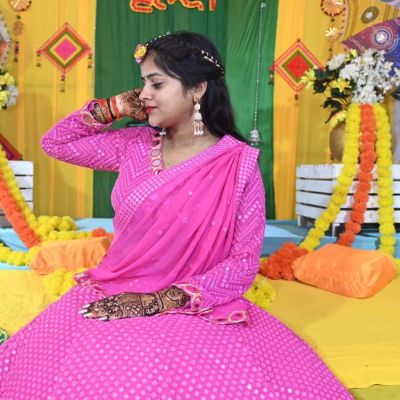 Faux Mirror Georgette Lehenga In Pink Colour