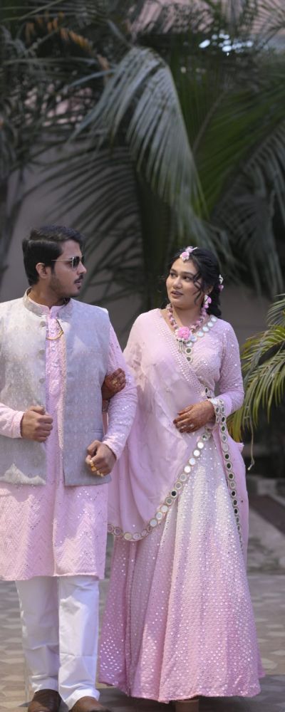 Faux Mirror Ombre Georgette Couple Oufit