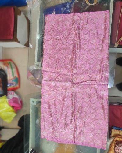 Brocade Banarasi Silk Fabric in Baby Pink Colour