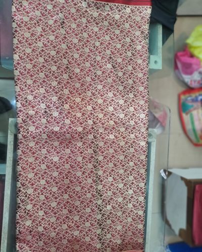 Brocade Banarasi Silk Fabric in Maroon Colour