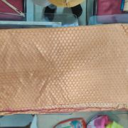 Brocade Banarasi Silk Fabric in Orange colour