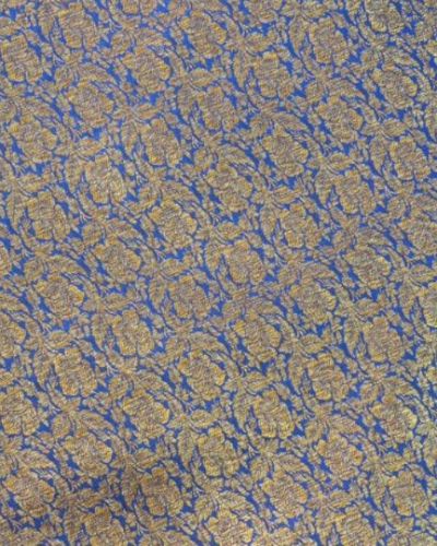 Brocade Banarasi Silk Fabric in Blue Colour