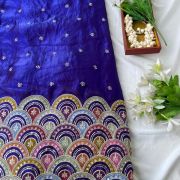 Embroidered Chinon Sharara Set In Blue Colour