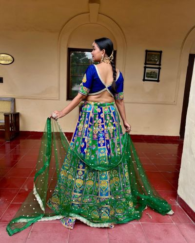 Pure Crepe Morani Lehenga In Multicolour