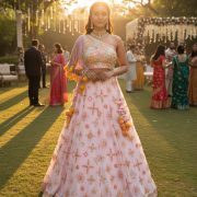 Pure Georgette Heavy Thread And Sequin Embroidered Lehenga