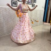 Pure Georgette Heavy Thread And Sequin Embroidered Lehenga