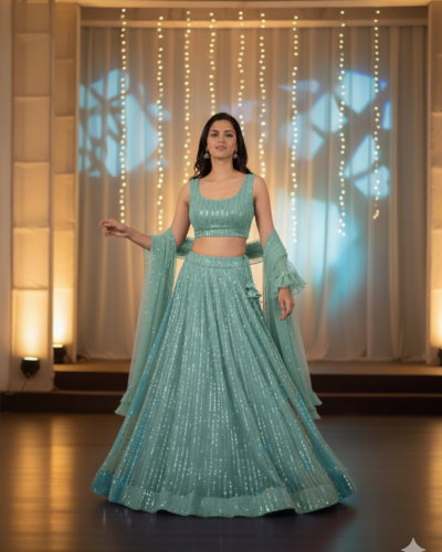 Moonlight Lehenga In Sea Green Colour