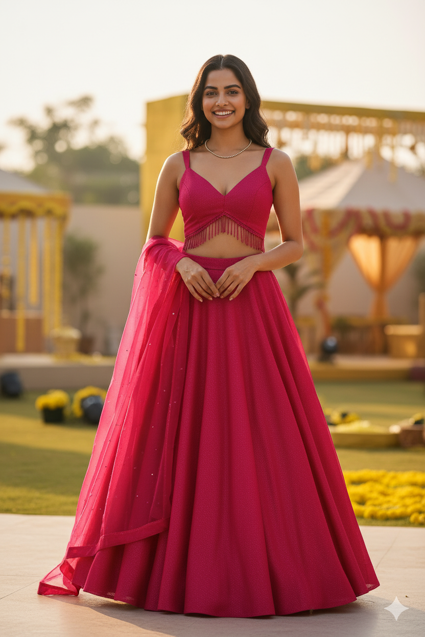Georgette Lehenga In Pink Colour