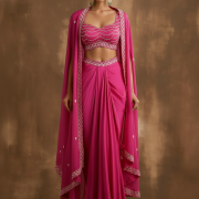 Shakuntala Cape Dress In Pink Colour