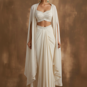 Shakuntala Cape Dress In White Colour