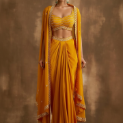 Shakuntala Cape Dress In Yellow Colour